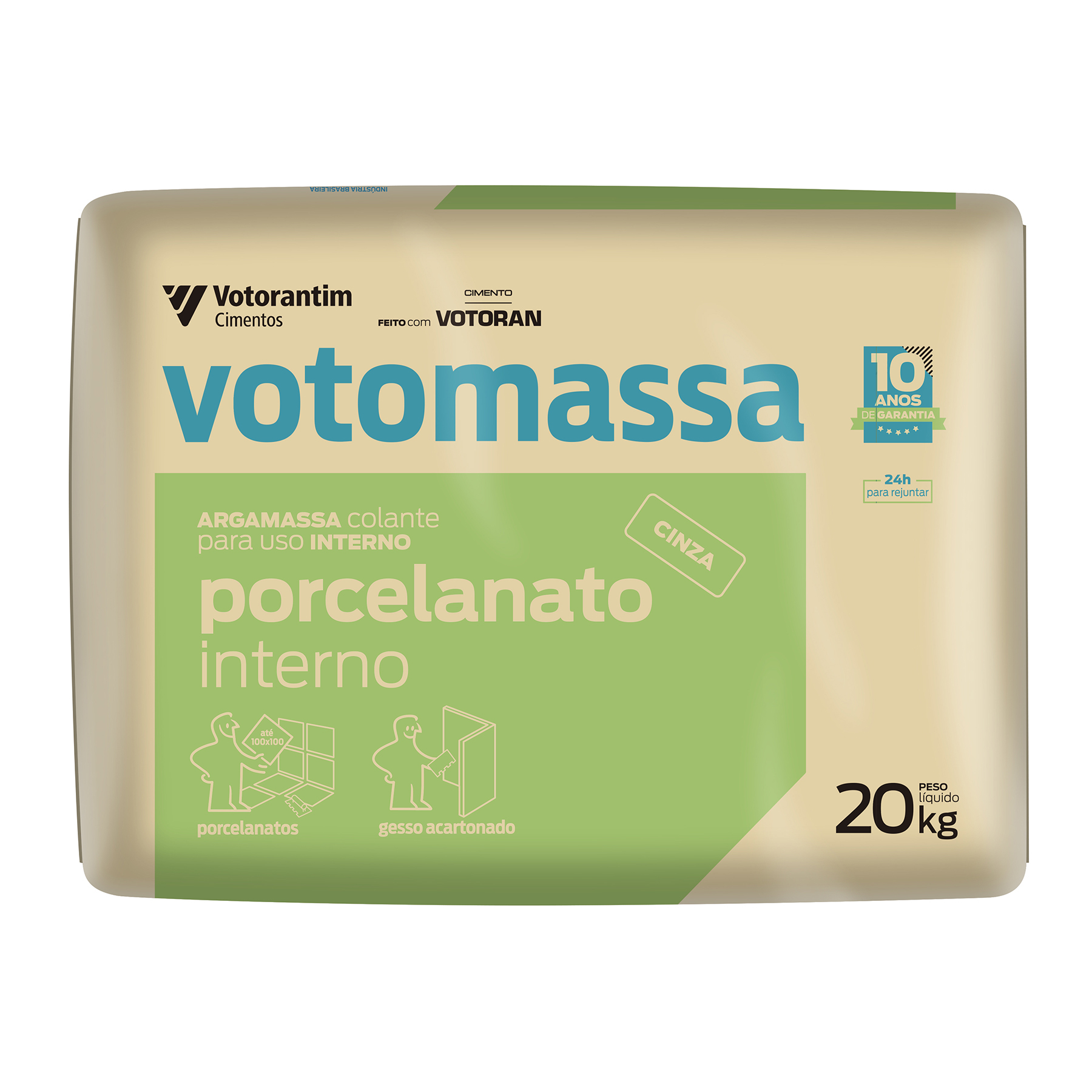 Argamassa Porcelanato Interno Cinza 20kg Votoran