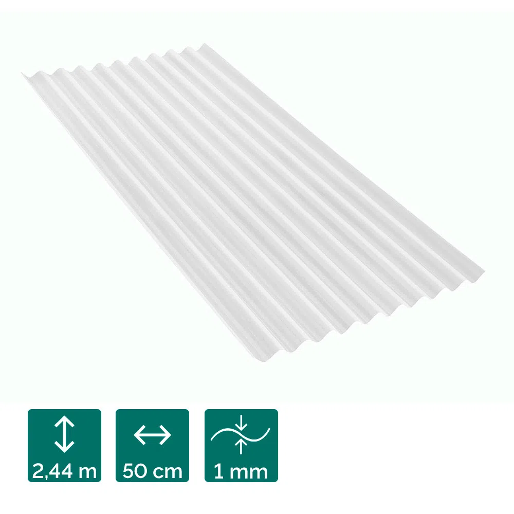 Telha Translúcida Ondulada P/75 2,44m x 50cm 1mm - Granplast